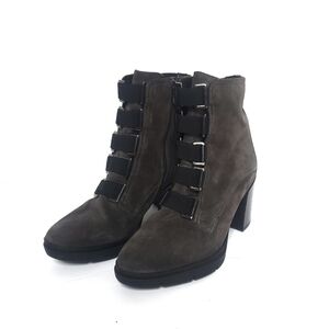 Fabianelli Made In Italy Suede Ankle Boots Size 40 US 9.5 Heeled Strap B…